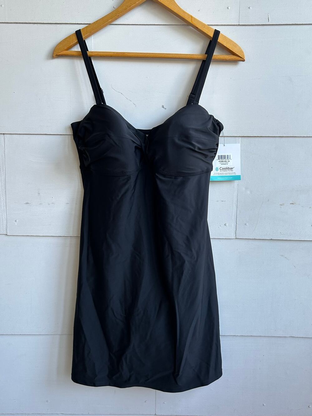 Coolibar Sz 16 Bathing Suit, NWT and hygiene Guard Black, Plus Size UPF 50+
